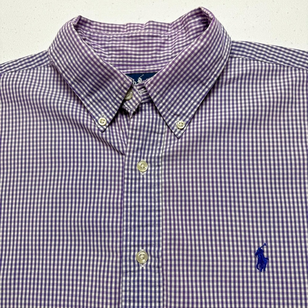 Ralph Lauren Blake Shirt Mens Large Purple White Gingham Button Down Long Sleeve